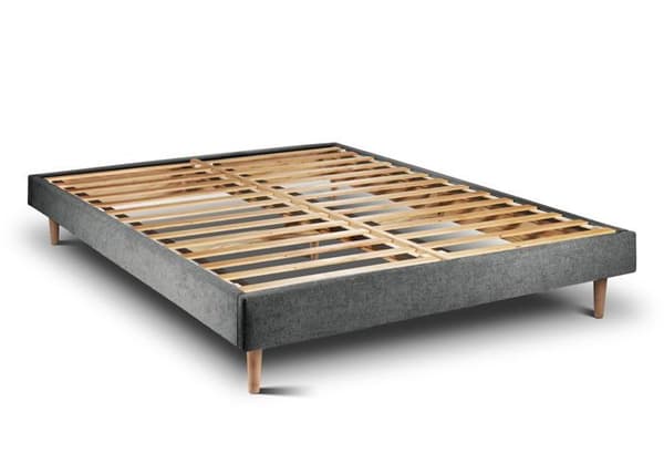 Sommier Kit Tyg Grå antracit - Bly sömn - 140x190 - 2x15 ribbor - Ben trä koner 15 cm