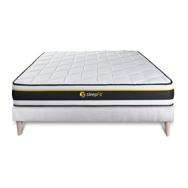 Sängset med madrass + sängbotten - SOFT - 180x200 cm - Vit - Mycket fast - Mycket bra liggkomfort