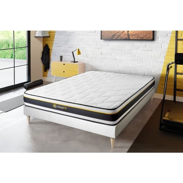 Sängset med madrass + sängbotten - SOFT - 180x200 cm - Vit - Mycket fast - Mycket bra liggkomfort