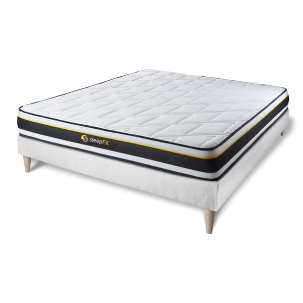 Sängset med madrass + sängbotten - SOFT - 180x200 cm - Vit - Mycket fast - Mycket bra liggkomfort