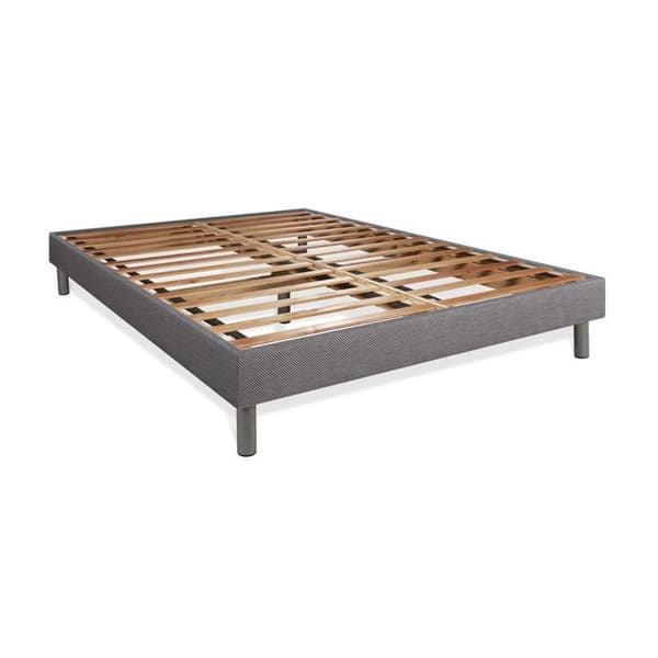 Sängram och madrass 180x200 BodyFit Minnesskum - 24 cm - Fast - grå sängram kit + 2 kuddar + täcke