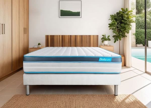 Ensemble sängbotten madrass 160x200 BodyFit Memory foam - 24 cm - Fast - Vit