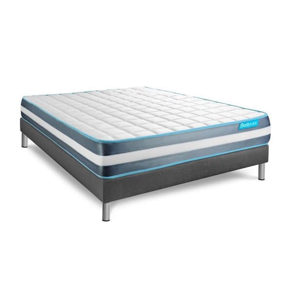 Ensemble sängbotten madrass 140x200 Bodyform Minnesskum - Fast - sängbottenkit grå + 2 kuddar + täcke