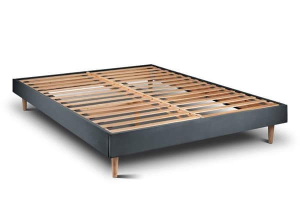 Säng 160x200cm med klädd huvudgavel i sammet och sängbotten kit antracit - Totalhöjd: 29cm