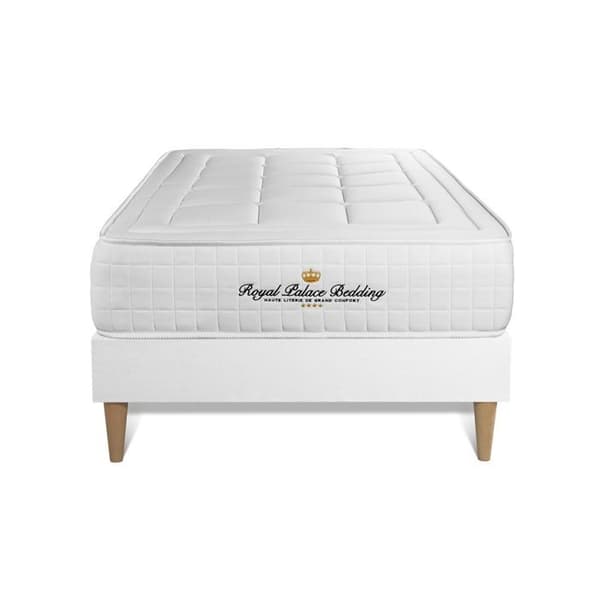 Sängset madrass 90x200 Balmoral Minne-skum - 24 cm - Fast - sängram kit vit