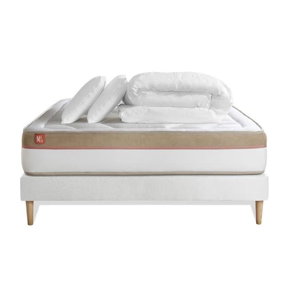 Pack madrass LE COSY 160x200cm Memory Foam - Tjocklek 30cm + sängram kit Vit