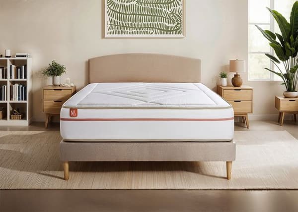 Ensemble LE PAISIBLE 90x200cm Minnesskum BioVisco - Tjocklek 24cm + sängram kit Beige