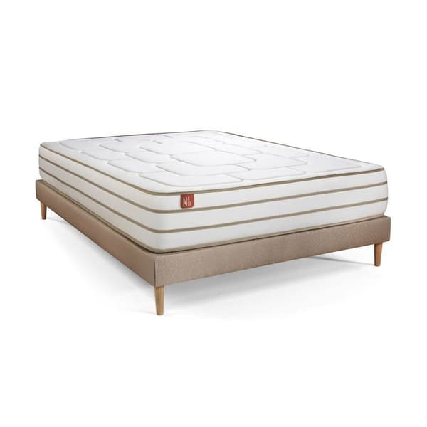 Ensemble LE DOUILLET 200x200cm Minnesskum BioVisco - Maxi tjocklek 26cm + sängstomme kit Beige