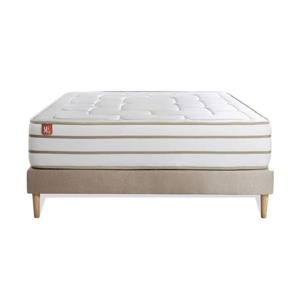 Ensemble LE DOUILLET 200x200cm Minnesskum BioVisco - Maxi tjocklek 26cm + sängstomme kit Beige