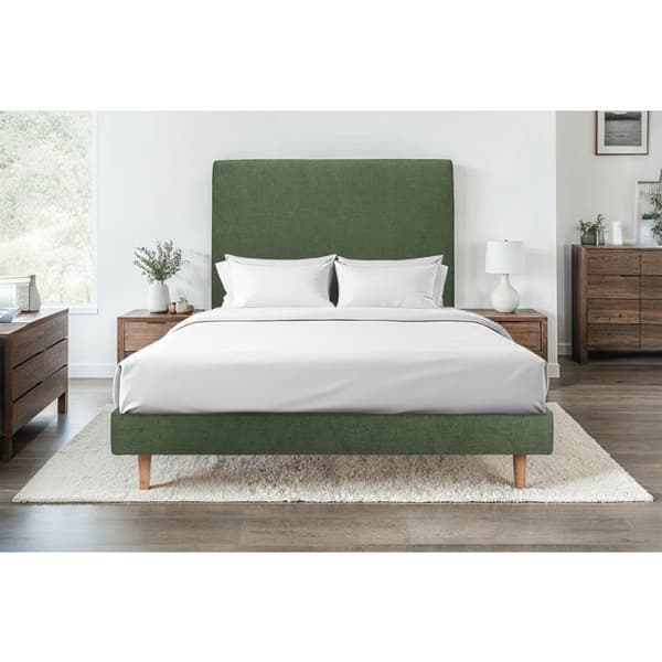 Sommier Kit Tyg Grön 150x200 H29cm Bästa sömn - Sommier i massivt trä med konformade trädben 15 cm