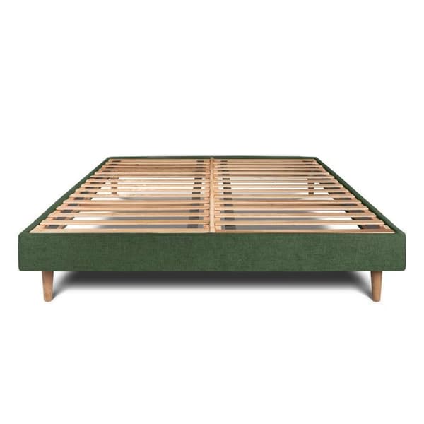 Sommier Kit Tyg Grön 150x200 H29cm Bästa sömn - Sommier i massivt trä med konformade trädben 15 cm