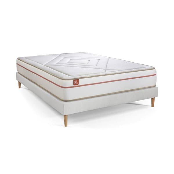 Pack madrass LE PAISIBLE 200x200cm Memory Foam BioVisco + sängram kit Vit