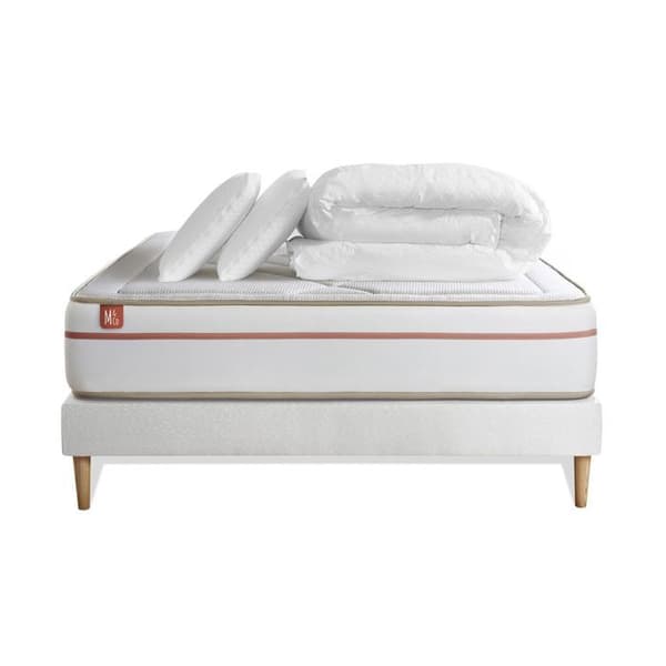 Pack madrass LE PAISIBLE 200x200cm Memory Foam BioVisco + sängram kit Vit