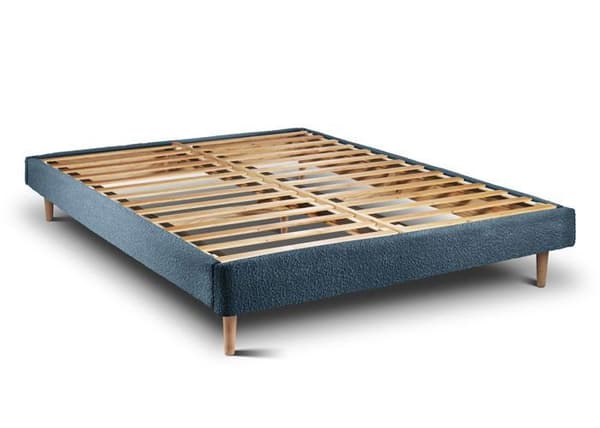 Säng - boucle-linjer - Blå - Massivt trä - 150x190cm