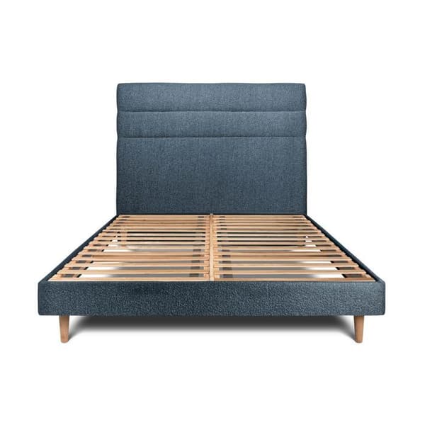 Säng - boucle-linjer - Blå - Massivt trä - 150x190cm