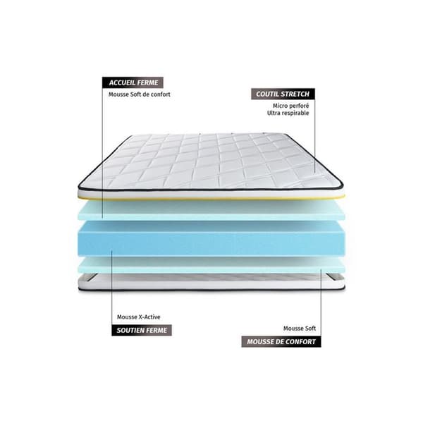 Sängpaket - SOFT - Vit - 90x190 cm - Mycket fast