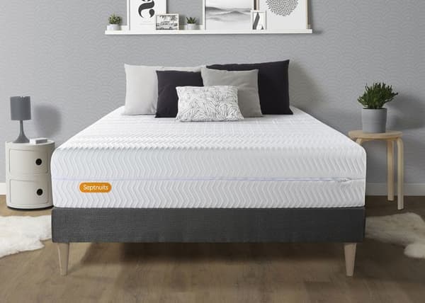 180x200 Memo bio Memory foam madrassset och botten - Septnuits - Balanserad - Ribbor - 26 cm - Grå