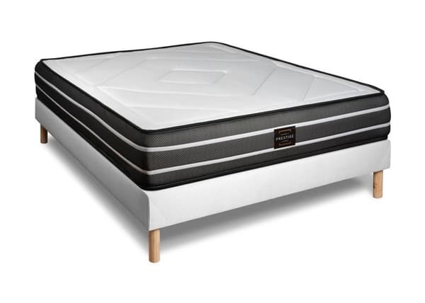 Exklusivt set 180 x 200 cm vitt kit med boxmadrass