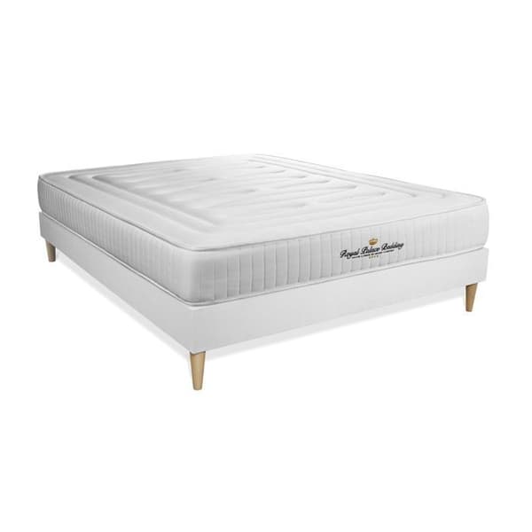 Sängset madrass 160x200 Nottingham med minnesskum - 20 cm - Fast - vit sängram + 2 kuddar + täcke