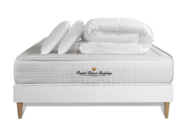 Ensemble säng botten madrass 200x200 Balmoral minnesform - 24 cm - Fast - säng botten kit vit + 2 kuddar + täcke