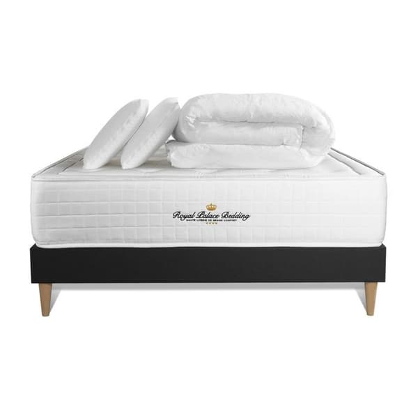 Buckingham Memory Foam 200x200 Madrassbottenset - 30 cm - Balanced - Svart setbotten + 2 kuddar + täcke