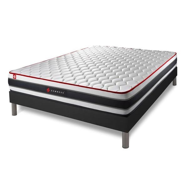 Ensemble 160x200 madrass ENERGY fickfjädrar och minnesskum + sängram kit svart 160 x 200 cm Svart