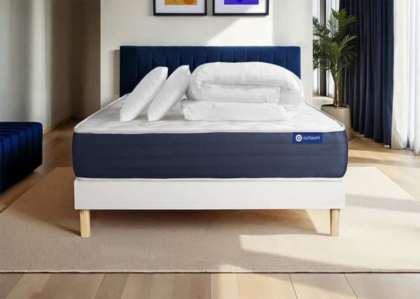Actimemo Sleep 140x200 Memory Foam Madrassbotten Set - 22 cm - Balanced - Vit setbotten + 2 kuddar + täcke