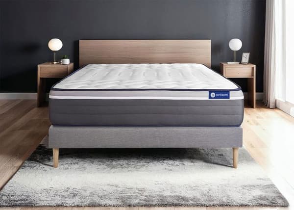 Sängset madrass 200x200 Actiflex plus - 26 cm - Mycket fast - sängram grå