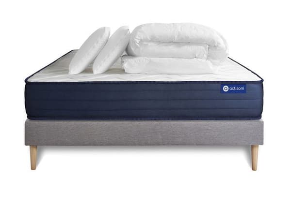 Actiflex life 180x200 madrass- och bottenset - 22 cm - Mycket fast - grå setbotten + 2 kuddar + täcke