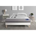 Miniatyrbild 1 av 4: Sängpaket madrass 140x190 Actimemo natt memory foam - 20 cm - Mycket fast - sängram kit Vit + 2 kuddar + täcke