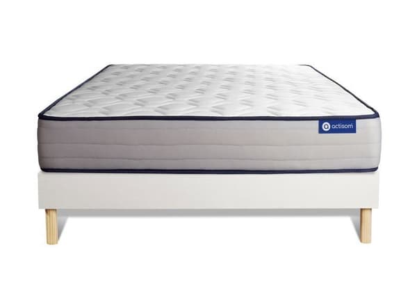 Madrass- och boxspringset 130x210 cm - Actimemo Form - Vitt boxspringkit