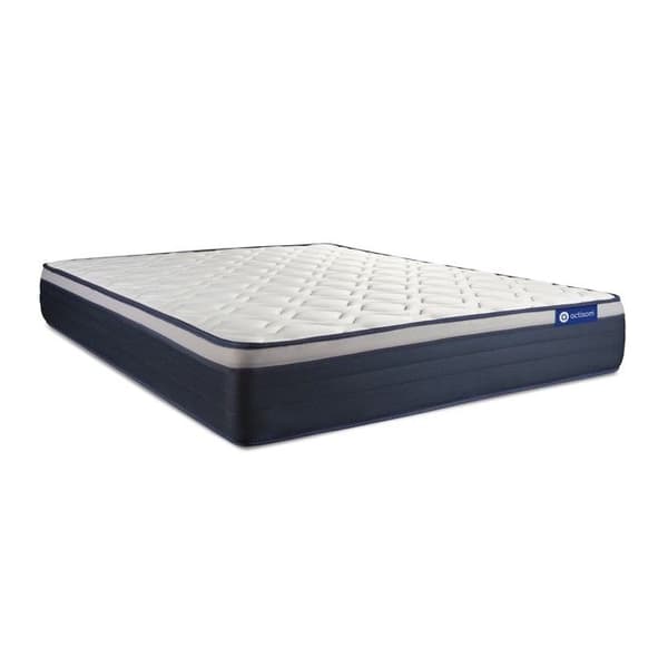 Sängram med madrass 140x200 Actimemo max Minnesskum - 26 cm - Fast - sängram kit Vit + 2 kuddar + täcke