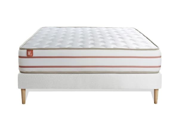 Ensemble LE DOUX 140x200cm Minnesskum 3 komfortzoner - Tjocklek 24cm + sängramset Vit