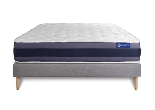 Ensemble Matelas Sommier 140x210 cm - Actiflex Morpho - Sommier Kit Grå