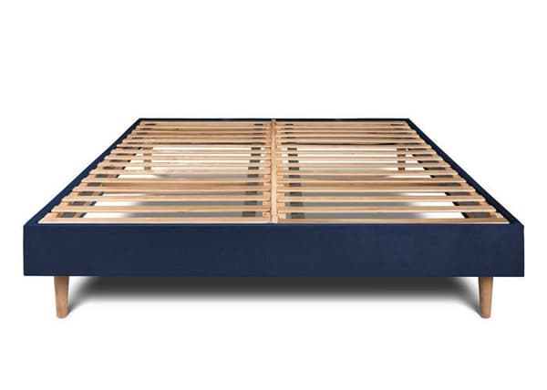 Sommier Kit VeloursBlå 150x190 H29cm Tung sömn - Sommier i massivt trä med 15 cm konformade träben