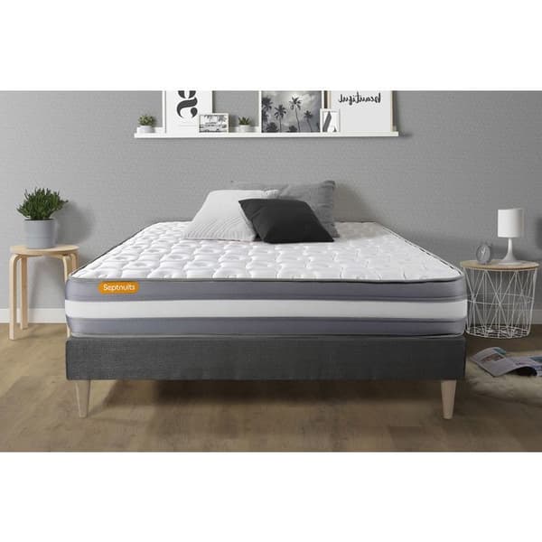 Sängset madrass 140x190 Memo plus Formminne - 24 cm - Fast - sängram kit grå