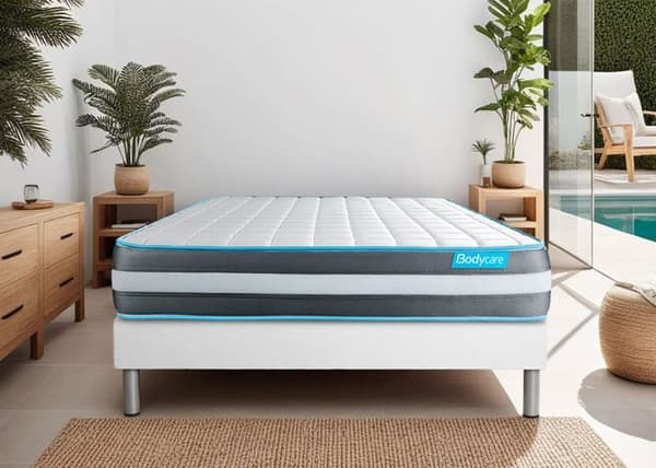 Sängset madrass 160x200 Bodyform Minneskum - 20 cm - Fast - vit sängram kit