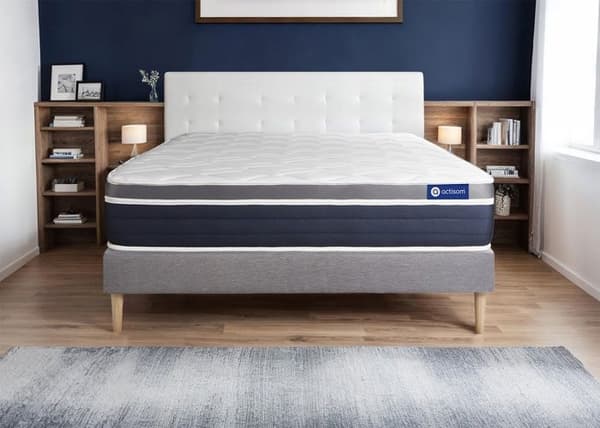 Sängset madrass 90x200 Actiflex komfort - 26 cm - Medium-fast - sänggavel kit grå