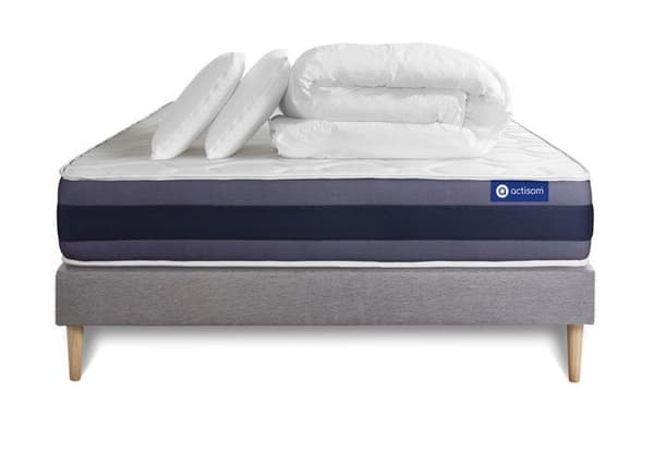 Actiflex morpho 200x200 madrass- och bäddset - 24 cm - Balanced - grått set med bäddsoffa + 2 kuddar + täcke