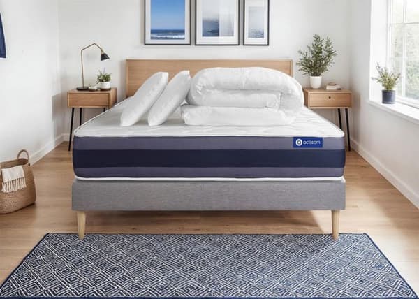 Actiflex morpho 200x200 madrass- och bäddset - 24 cm - Balanced - grått set med bäddsoffa + 2 kuddar + täcke