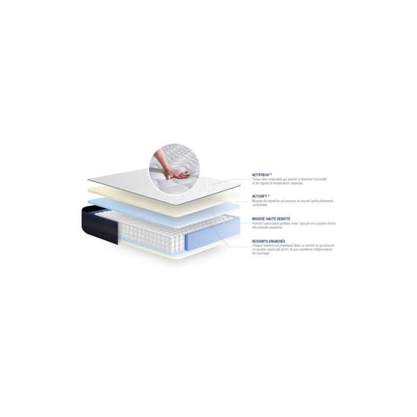 Sängpaket madrass 90x190 Actiflex tech - 24 cm - Mycket fast - sängram kit grå