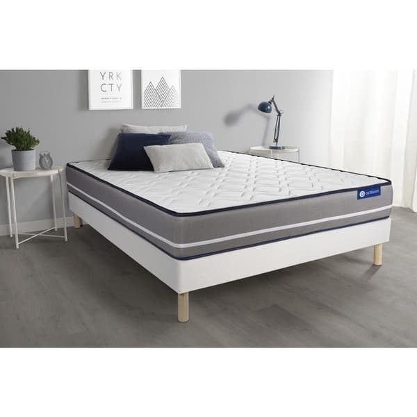 Ensemble sängbotten madrass 180x200 Actimemo ren minnesskum - 20 cm - Fast - sängbotten kit Vit
