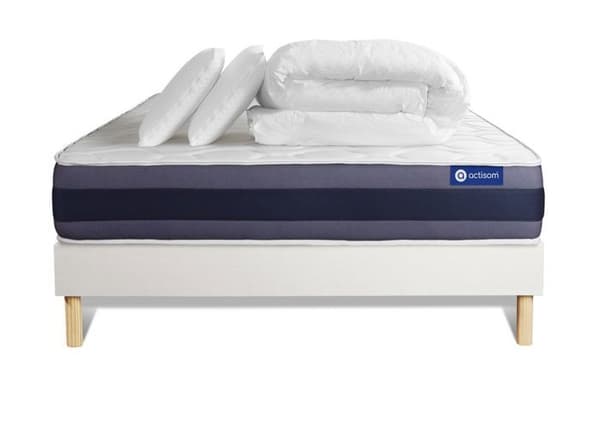 140x200 Actiflex morpho madrassbottenset Pocketfjädrar och memoryskum - 24 cm - Balanserad - Vitt setbotten + 2 st