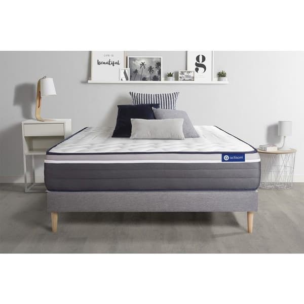 Sänggavel och madrass 180x200 Actilatex plus - 26 cm - Mycket fast - sänggavel kit grå