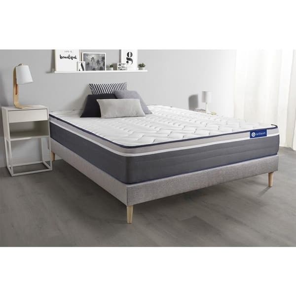 Sänggavel och madrass 180x200 Actilatex plus - 26 cm - Mycket fast - sänggavel kit grå