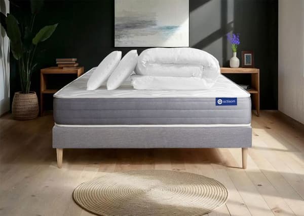 Actilatex dream 200x200 madrass- och bäddset - 22 cm - Mellanfast - grått set + 2 kuddar + täcke