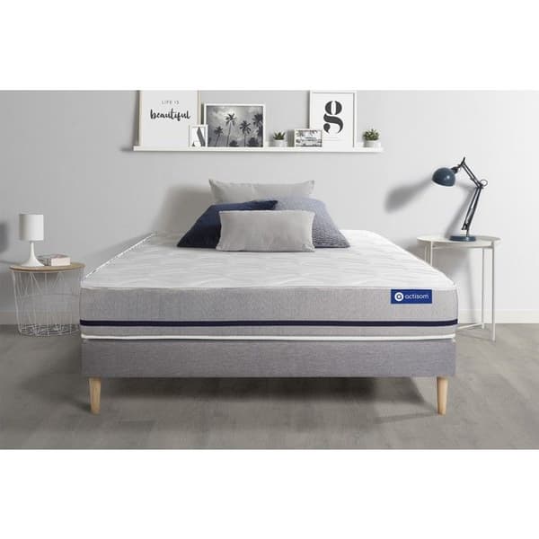 Ensemble sängbotten madrass 180x200 Actilatex mjuk - 20 cm - Medium-fast - sängbotten kit grå