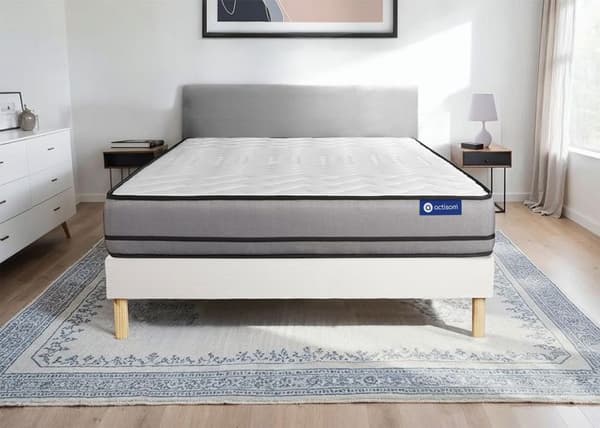 Ensemble madrass ACTIMEMO 80x200cm 2 sidor med MINNEFORM 3 komfortzoner + sängram KIT vit 80 x 200 cm Vit