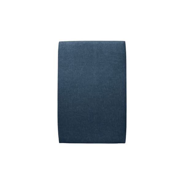 Säng 90x200cm med stoppad huvudgavel i tyg och kitmadrass Blå - Total höjd: 29cm