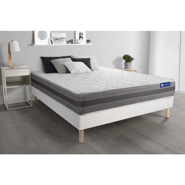 Ensemble sängbotten madrass 200x200 Actilatex relax Latex och minnesskum - 24 cm - Medium-fast - sängbotten kit Vit